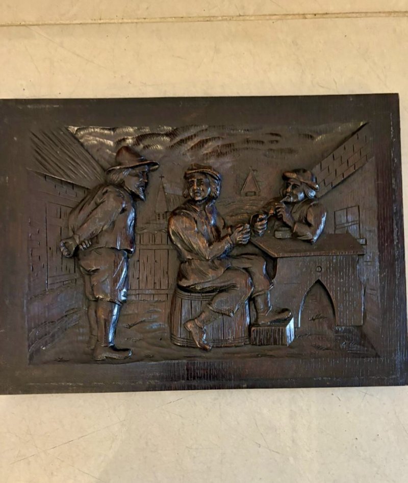 Set of Nine Antique Victorian Hand-Carved Oak Panels